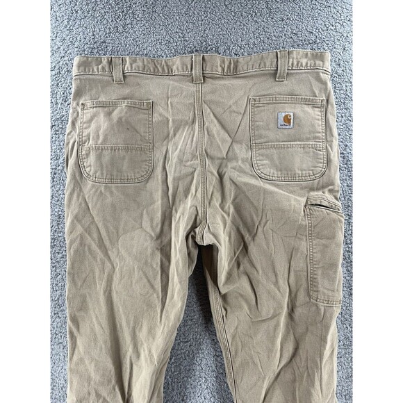 Carhartt Utility Carpenter Relaxed Fit Pants Mens 42x32 Tan Work Pockets Canvas - Picture 7 of 12